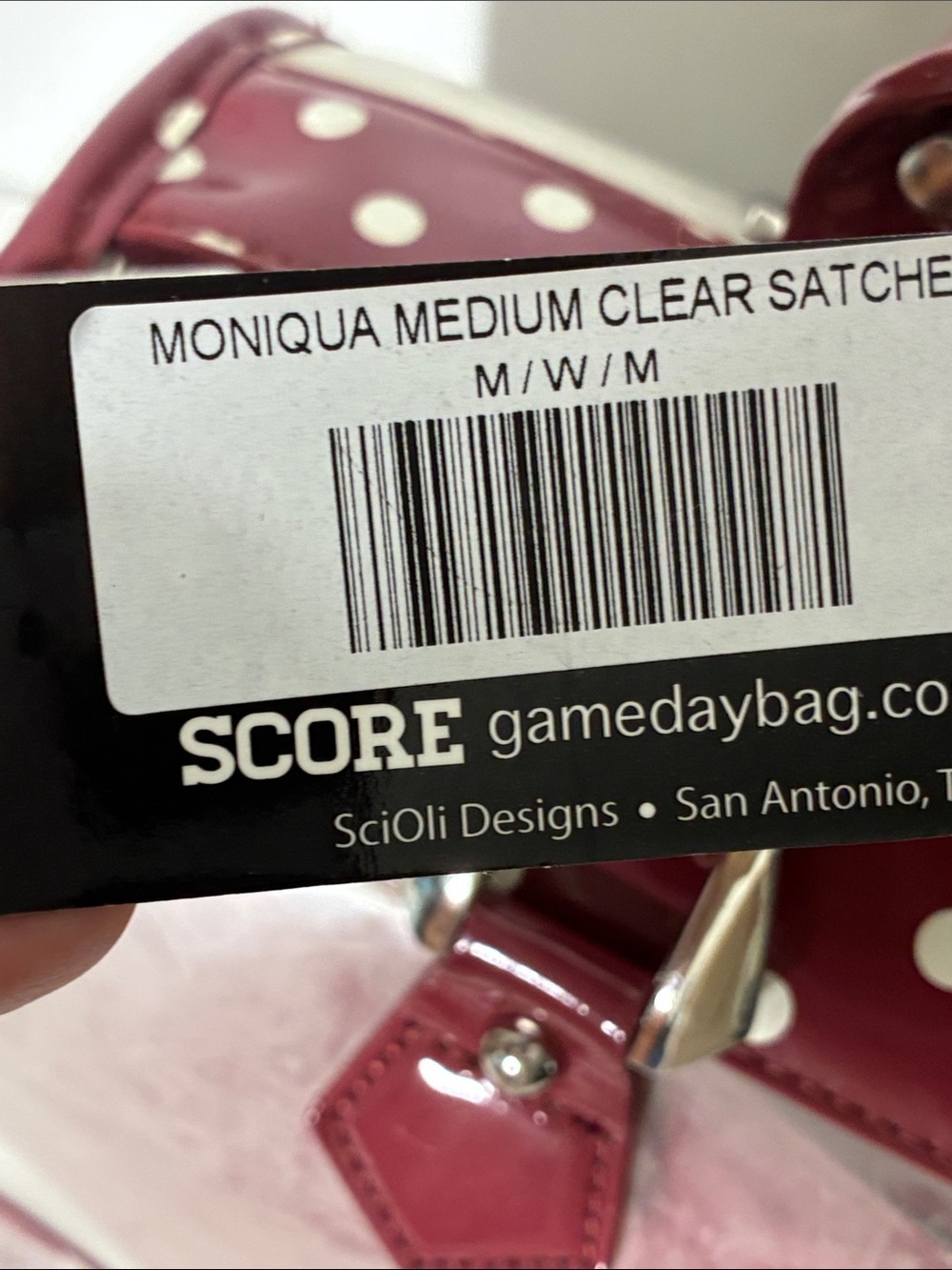 Score Game Day Bag NWT. Dustbag, charm, NOS, maroon white - Picture 11 of 12